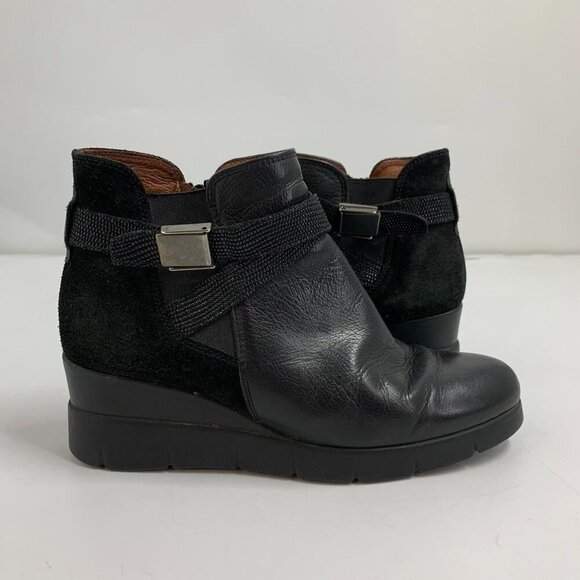 Hispanitas Women's Larae Leather Cross Buckle Heeled Boot Size 7.5/38 - Picture 6 of 15